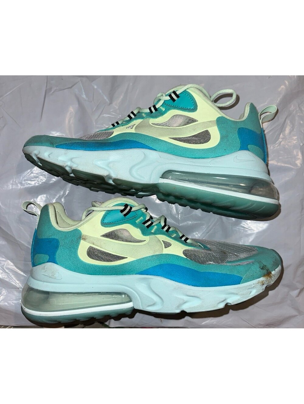 Nike Air Max 270 React Psychedelic Sneakers Shoes Men's Size 9 Blue Teal Green